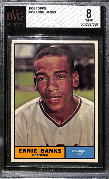 1961 Topps Ernie Banks #350 Graded Beckett BVG 8 NM-MT