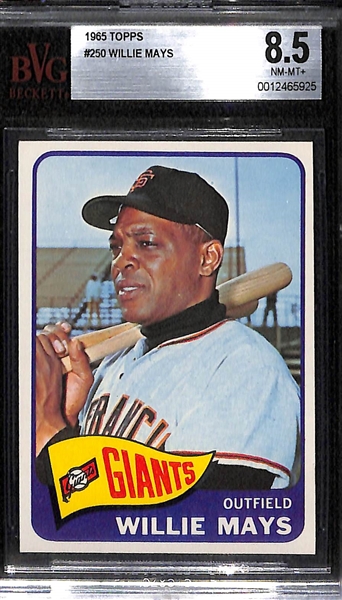 1965 Topps Willie Mays #250 Graded Beckett BVG 8.5 NM-MT+