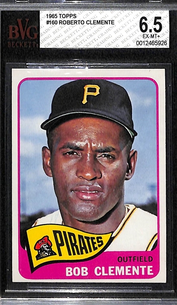 1965 Topps Roberto Clemente #160 Graded Beckett BVG 6.5 EX-MT+