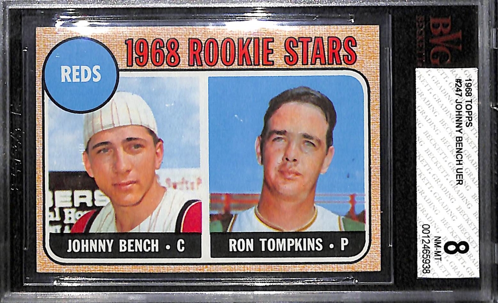 1968 Topps Johnny Bench Rookie Card #247 Graded Beckett BVG 8 NM-MT