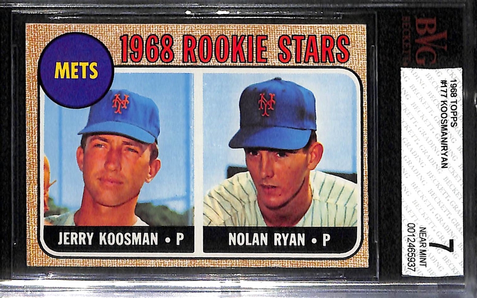 1968 Topps Nolan Ryan Rookie Card #177 Graded Beckett BVG 7 NM