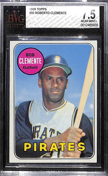 1969 Topps Roberto Clemente #50 Graded Beckett BVG 7.5 NM+