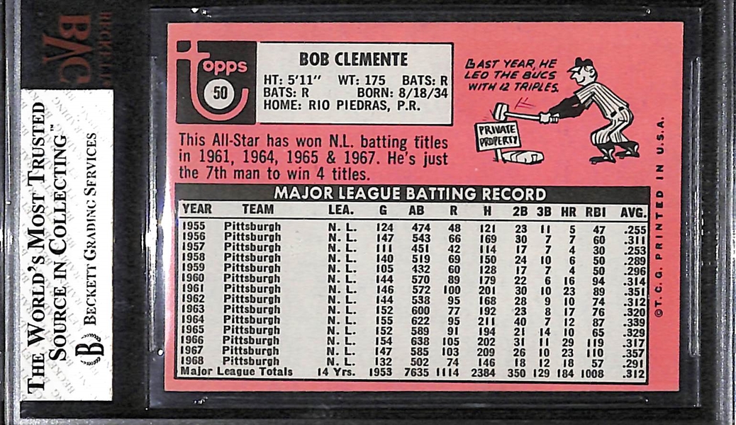 1969 Topps Roberto Clemente #50 Graded Beckett BVG 7.5 NM+