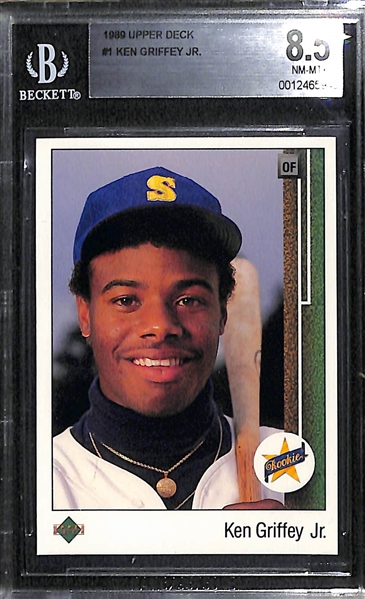 1989 Ken Griffey Jr. Upper Deck Rookie BGS 8.5 & 1984 Donruss Don Mattingly Rookie BGS 8