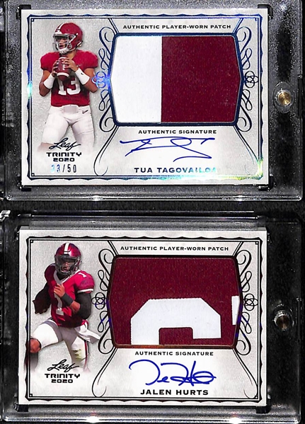 2020 Leaf Trinity Rookie Patch Autographs - Tua Tagovailoa (#33/50) and Jalen Hurts