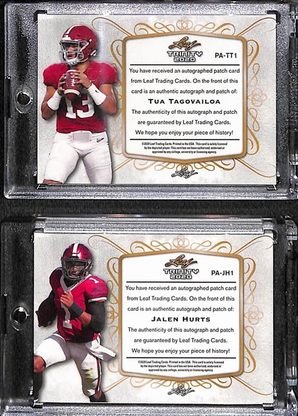 2020 Leaf Trinity Rookie Patch Autographs - Tua Tagovailoa (#33/50) and Jalen Hurts
