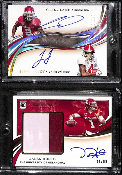 2020 Panini Immaculate Collegiate Lot - CeeDee Lamb & Jerry Jeudy Dual Auto (#4/10) and Jalen Hurts Rookie Patch Autograph (#41/99)