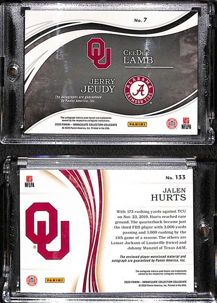2020 Panini Immaculate Collegiate Lot - CeeDee Lamb & Jerry Jeudy Dual Auto (#4/10) and Jalen Hurts Rookie Patch Autograph (#41/99)