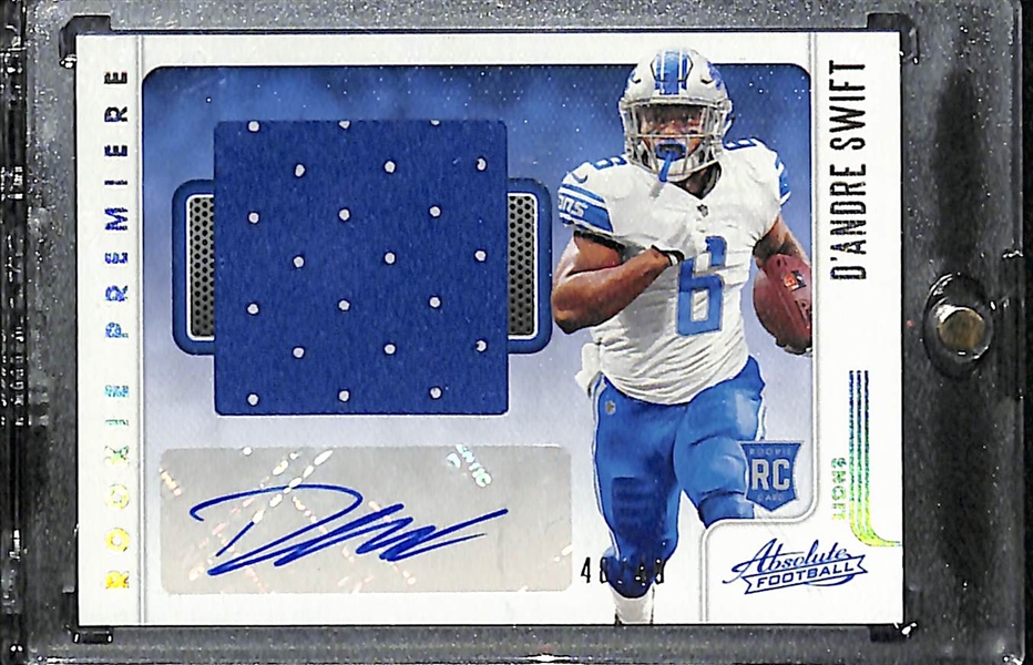 (8) Football Rookie Jersey/Patch Autograph w. Jonathan Taylor Immacualte Auto/Patch, D'Andre Swift Auto/Jersey, Zach Moss Immaculate Auto Patch, +