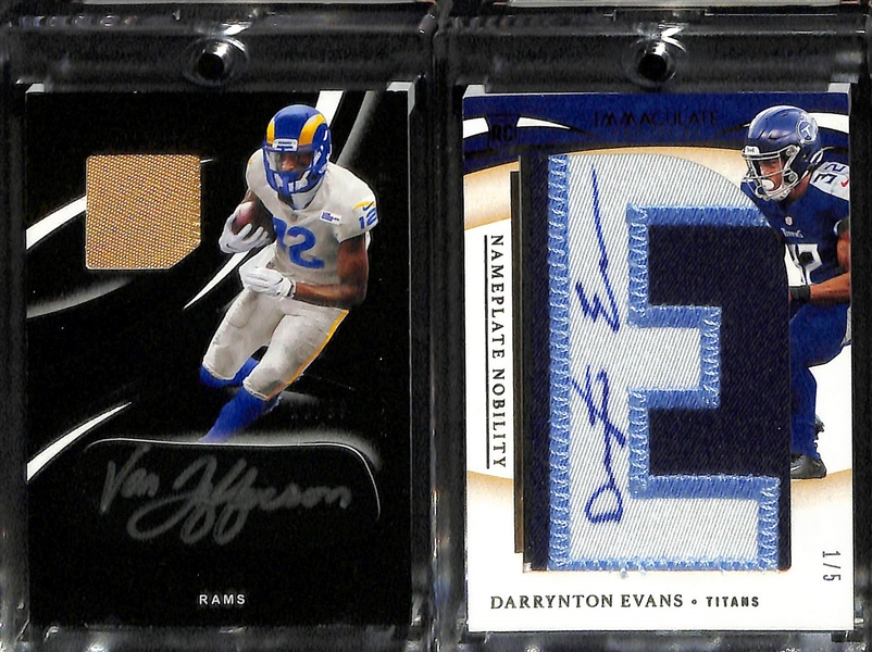 (8) Football Rookie Jersey/Patch Autograph w. Jonathan Taylor Immacualte Auto/Patch, D'Andre Swift Auto/Jersey, Zach Moss Immaculate Auto Patch, +