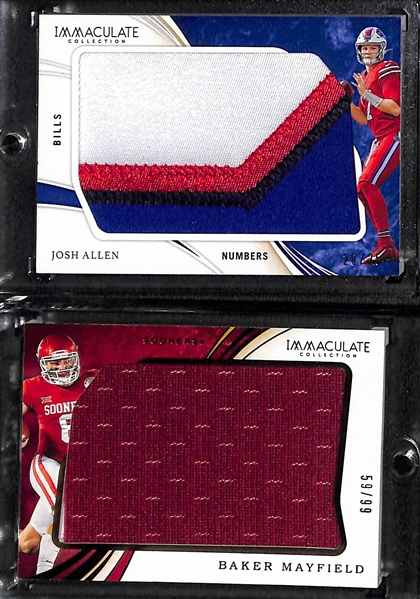 (7) Immaculate Football Patches w. Josh Allen, Baker Mayfield, Jalen Reagor, Cooper Kupp, Michael Pittman Jr, Devontae Booker, Tyler Eifert