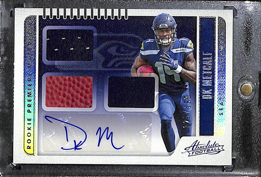 2019 Rookie Autograph Lot - DK Metcalf Absolute Triple Relic Auto #/199 and (2) Josh Jacobs (Passing the Torch #/10, and Playbook #ed/49) 