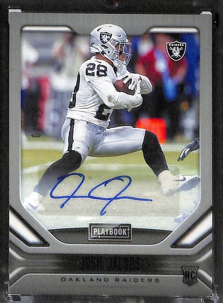 2019 Rookie Autograph Lot - DK Metcalf Absolute Triple Relic Auto #/199 and (2) Josh Jacobs (Passing the Torch #/10, and Playbook #ed/49) 