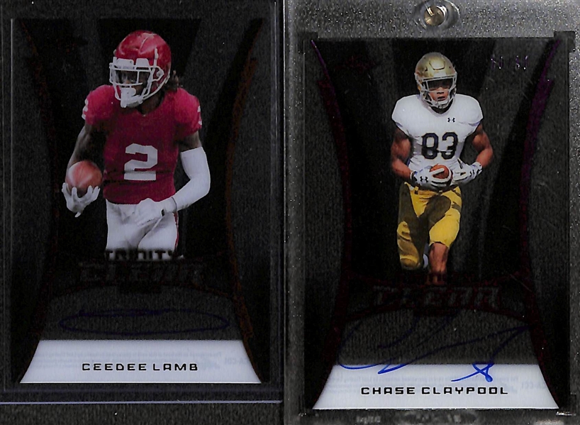 (9) Football Autograph Cards w. Ceedee Lamb, Chase Claypool, (2) Brandon Aiyuk, Robert Woods, Dante Pettis, Miles Boykin, +