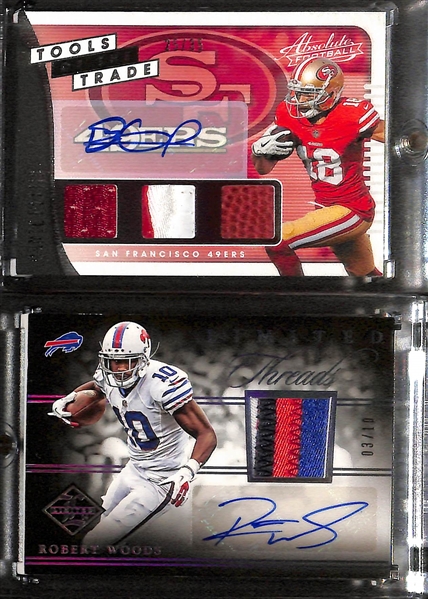 (9) Football Autograph Cards w. Ceedee Lamb, Chase Claypool, (2) Brandon Aiyuk, Robert Woods, Dante Pettis, Miles Boykin, +