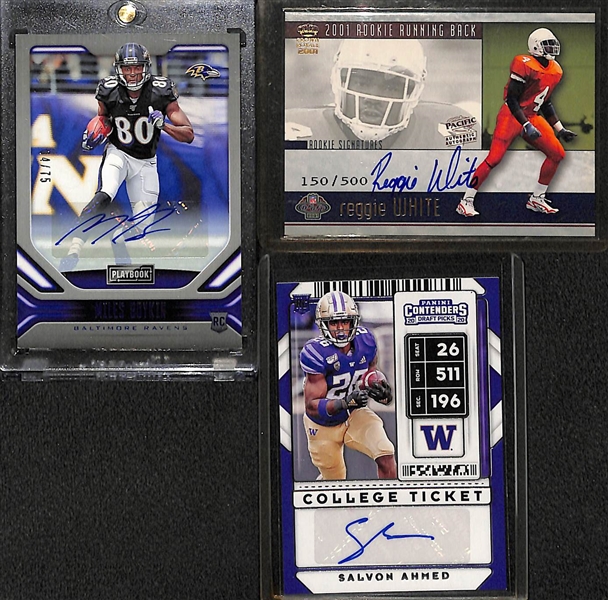 (9) Football Autograph Cards w. Ceedee Lamb, Chase Claypool, (2) Brandon Aiyuk, Robert Woods, Dante Pettis, Miles Boykin, +