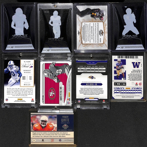 (9) Football Autograph Cards w. Ceedee Lamb, Chase Claypool, (2) Brandon Aiyuk, Robert Woods, Dante Pettis, Miles Boykin, +