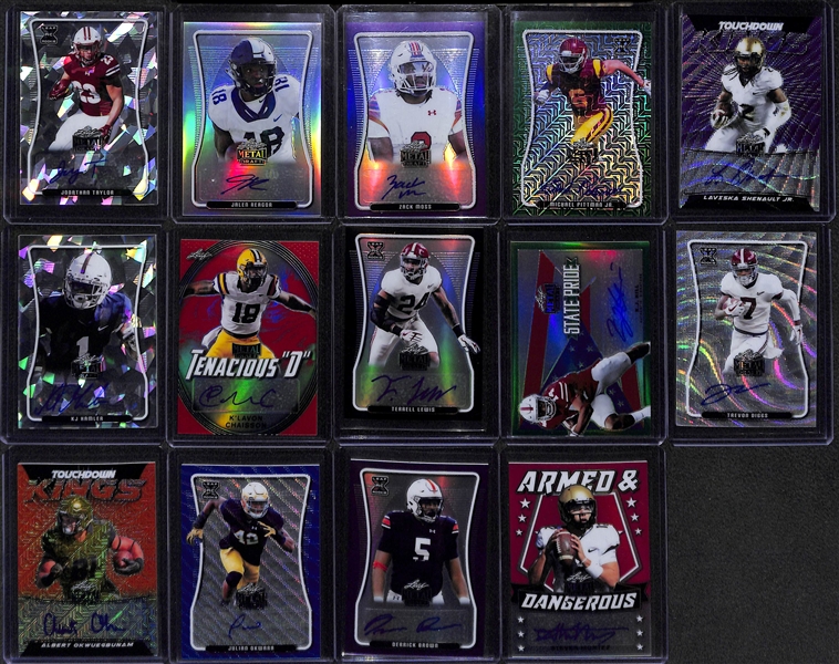 (14) 2020 Leaf Metal Draft Autographed Rookies - Jonathan Taylor, J Reagor, Z Moss, M Pittman, L Shenault, KJ Hamler, Chaisson, T. Lewis, + 
