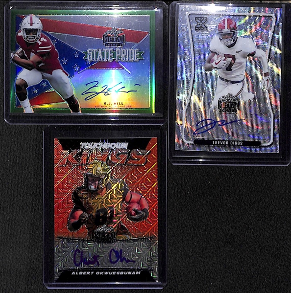 (14) 2020 Leaf Metal Draft Autographed Rookies - Jonathan Taylor, J Reagor, Z Moss, M Pittman, L Shenault, KJ Hamler, Chaisson, T. Lewis, + 