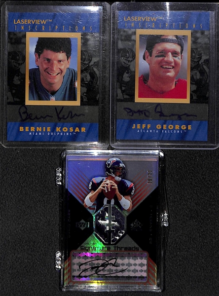 (14) Quarterback Autograph Cards w. Favre, Griese, Jim Kelly, Steve Young, R Tannehill, Testaverde, K. Stewart, J Stidham, Kosar, +
