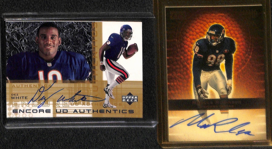 (8) Football Autograph Cards w. Brian Urlacher #ed/25, Peyton Manning/Marc Bulger Dual Auto, Torry Holt, +