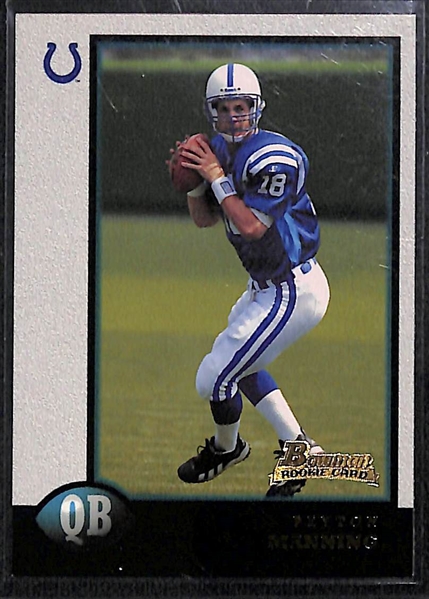 (4) Peyton Manning Rookie Cards - Bowman EX-2001, Bowman's Best Performers, Playoff Absolute Draft Picks