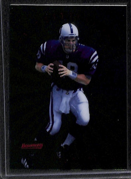 (4) Peyton Manning Rookie Cards - Bowman EX-2001, Bowman's Best Performers, Playoff Absolute Draft Picks