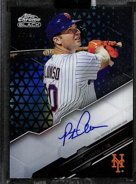 Lot of (3) 2020 Topps Chrome Black Autographed Cards - Peter Alonso #ed/99, Rafael Devers #ed/99, and Domingo Leyba Rookie #ed/25