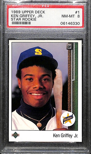 1989 Upper Deck Ken Griffey Jr Star Rookie Card Graded PSA 8