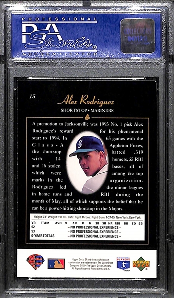 1994 SP Alex Rodriguez #15 Foil Rookie Card Graded PSA 8