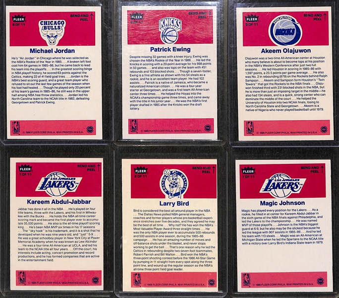 1986-87 Fleer Basketball Sticker Complete Set of 11 Cards w. Michael Jordan #8 Sticker