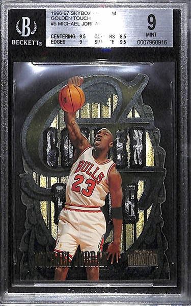 Rare 1996-97 Skybox Premium Golden Touch Michael Jordan #5 Insert Graded BGS 9 Mint