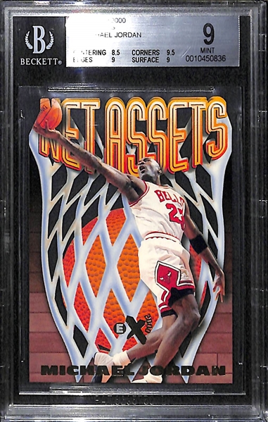 Rare 1996-97 E-X2000 Net Assets Michael Jordan #8 Insert Graded BGS 9 Mint