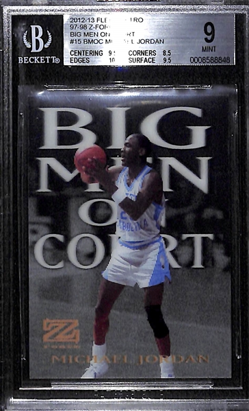 2012-13 Fleer Retro Z-Force Big Men on Court Michael Jordan Insert Graded BGS 9 Mint