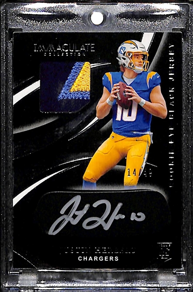2020 Panini Immaculate Justin Herbert Rookie Patch Eye Black Autograph #ed 14/49 