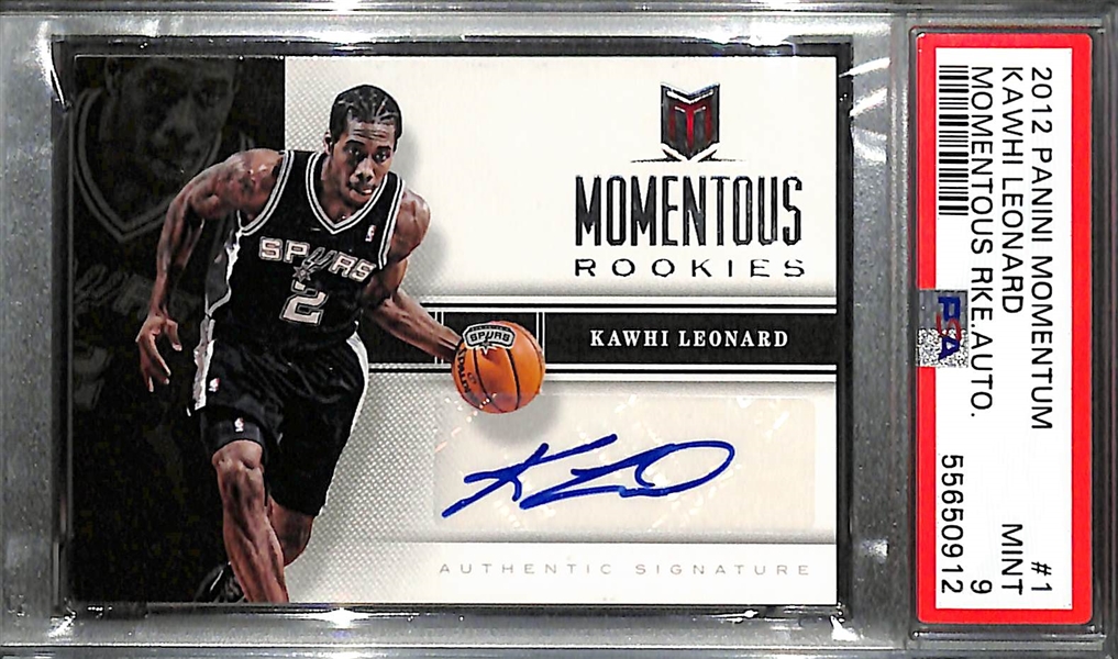 2012-13 Panini Momentum Momentous Kawhi Leonard Rookie Autograph Graded PSA 9