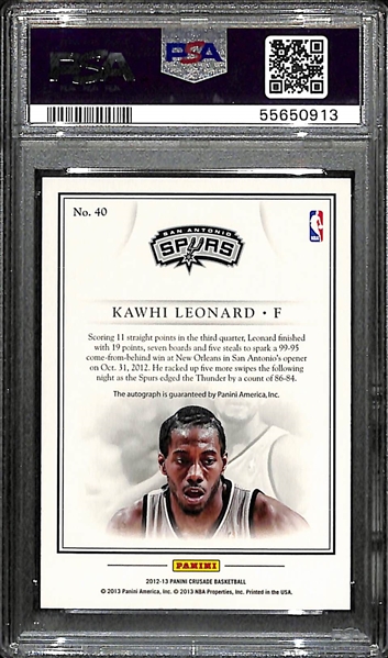 2012-13 Panini Crusade Quest Kawhi Leonard #40 Rookie Autograph Graded PSA 9