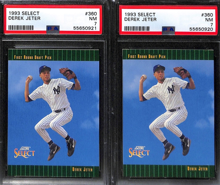 (3) Derek Jeter Rookies - 1993 Topps PSA 8 & (2) 1993 Select PSA 7