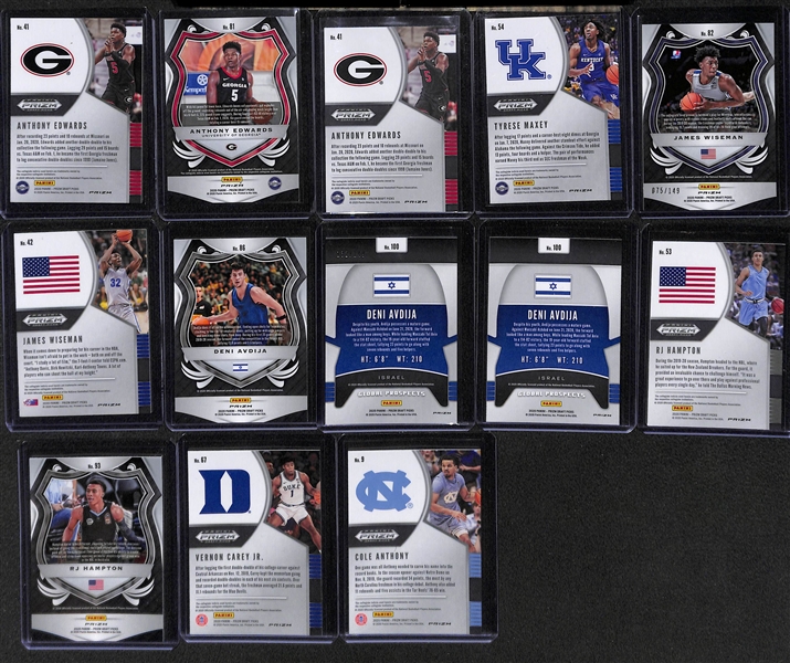 (38) 2020-21 Prizm Draft Rookie Variation Cards (Silver, Color, and/or #ed) w. Edwards, Maxey, Wiseman, Avdija, Hampton, Carey, Anthony, +
