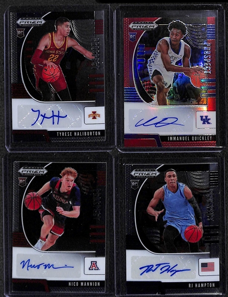 Lot of (14) 2020-21 Prizm Draft Autographed Rookie Cards w. Haliburton, Quickley, Mannion, RJ Hampton, Nwora, Maledon, Vassell, +