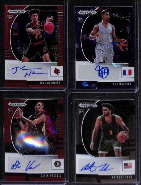 Lot of (14) 2020-21 Prizm Draft Autographed Rookie Cards w. Haliburton, Quickley, Mannion, RJ Hampton, Nwora, Maledon, Vassell, +