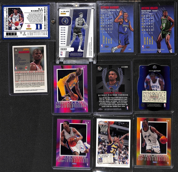 Lot of (25) Basketball Cards w. Contenders Draft RJ Barrett Rookie Ticket Autograph and J. Culver Jumbo Hat Patch
