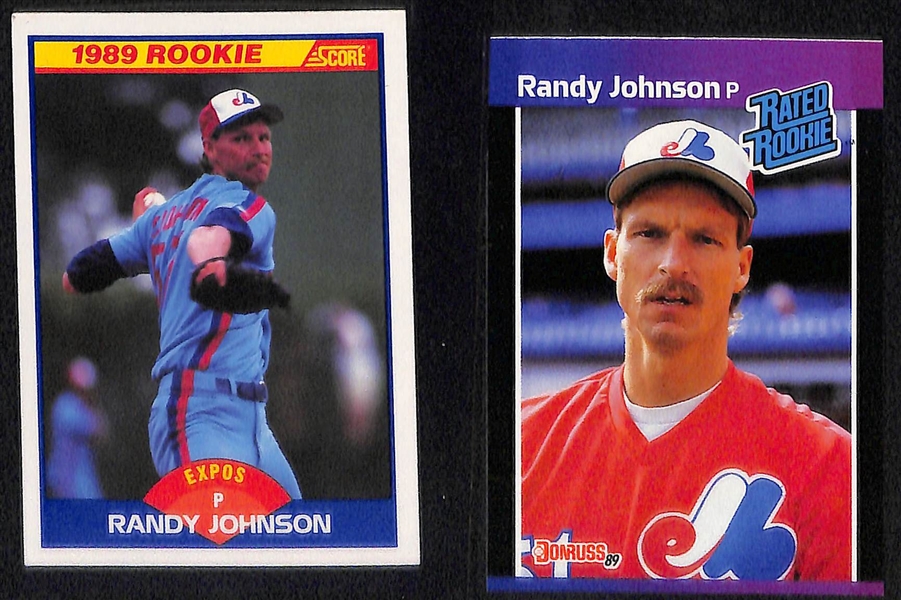 Lot of (60) 1989 Randy Johnson Rookie Cards (43 Score Traded, 3 Fleer, 2 Score, 11 Donruss)
