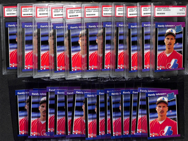 Lot of (26) Donruss Randy Johnson Rookie Cards w/ 11 Graded PSA 9 Mint!