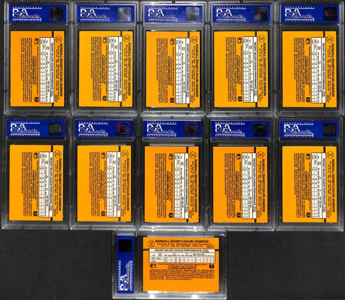Lot of (26) Donruss Randy Johnson Rookie Cards w/ 11 Graded PSA 9 Mint!
