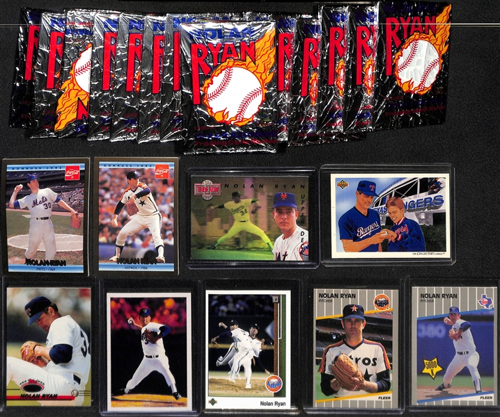 Over 300 Nolan Ryan Cards and 18 Nolan Ryan Packs (16 Ryan Texas Express and 2 Coca Cola)