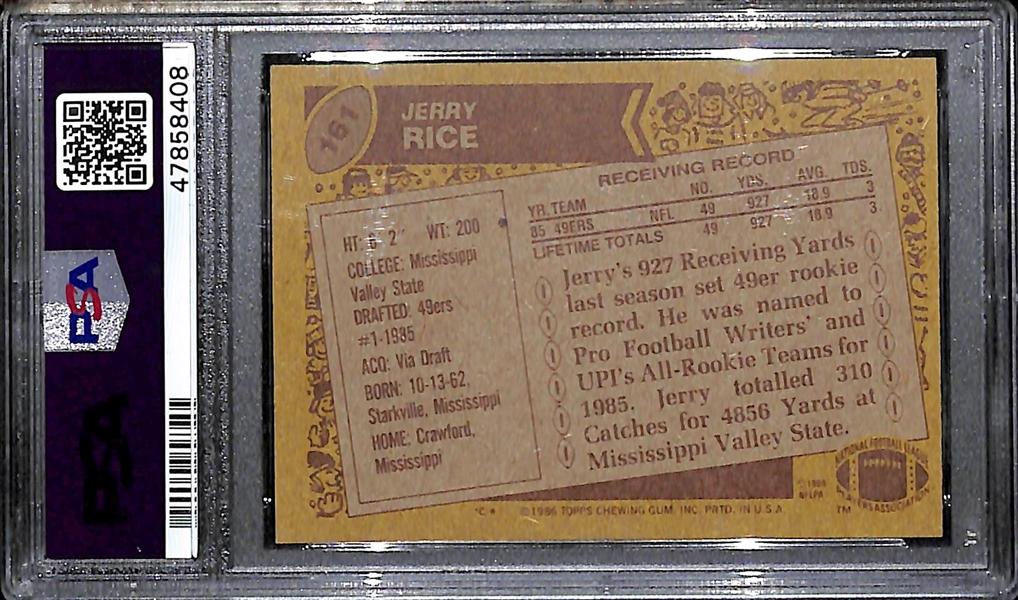 1986 Topps Jerry Rice #161 Rookie Card Graded PSA 7 NM