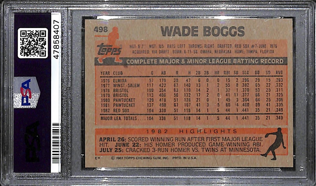 1983 Topps Wade Boggs #498 Rookie Card Graded PSA 9 Mint