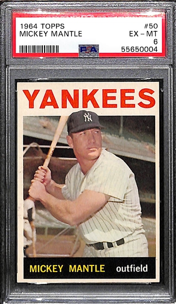 1964 Topps Mickey Mantle #50 Graded PSA 6