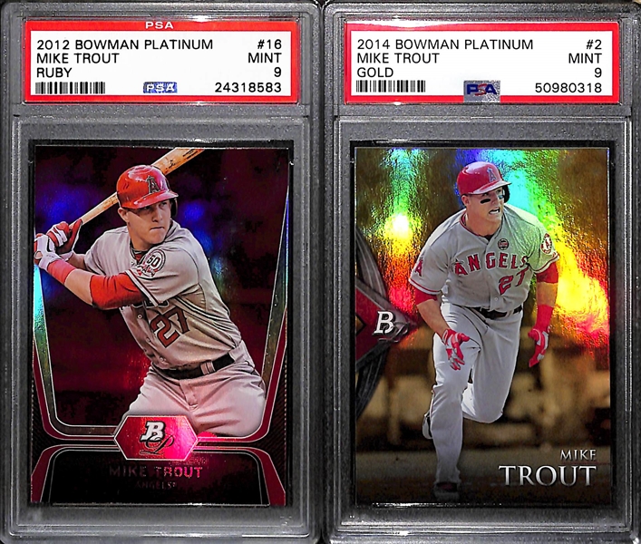 Mike Trout Lot (2012 Platinum Ruby PSA 9; 2014 Platinum Gold PSA 9)